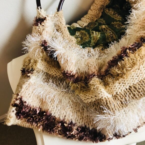 Hobo Hand Knitted Textured Boho Slouchy Bag